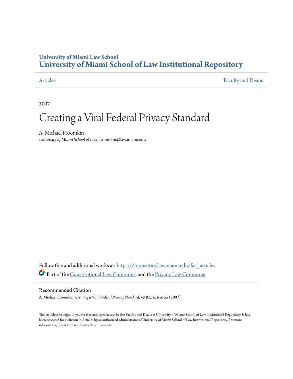 Creating a Viral Federal Privacy Standard A