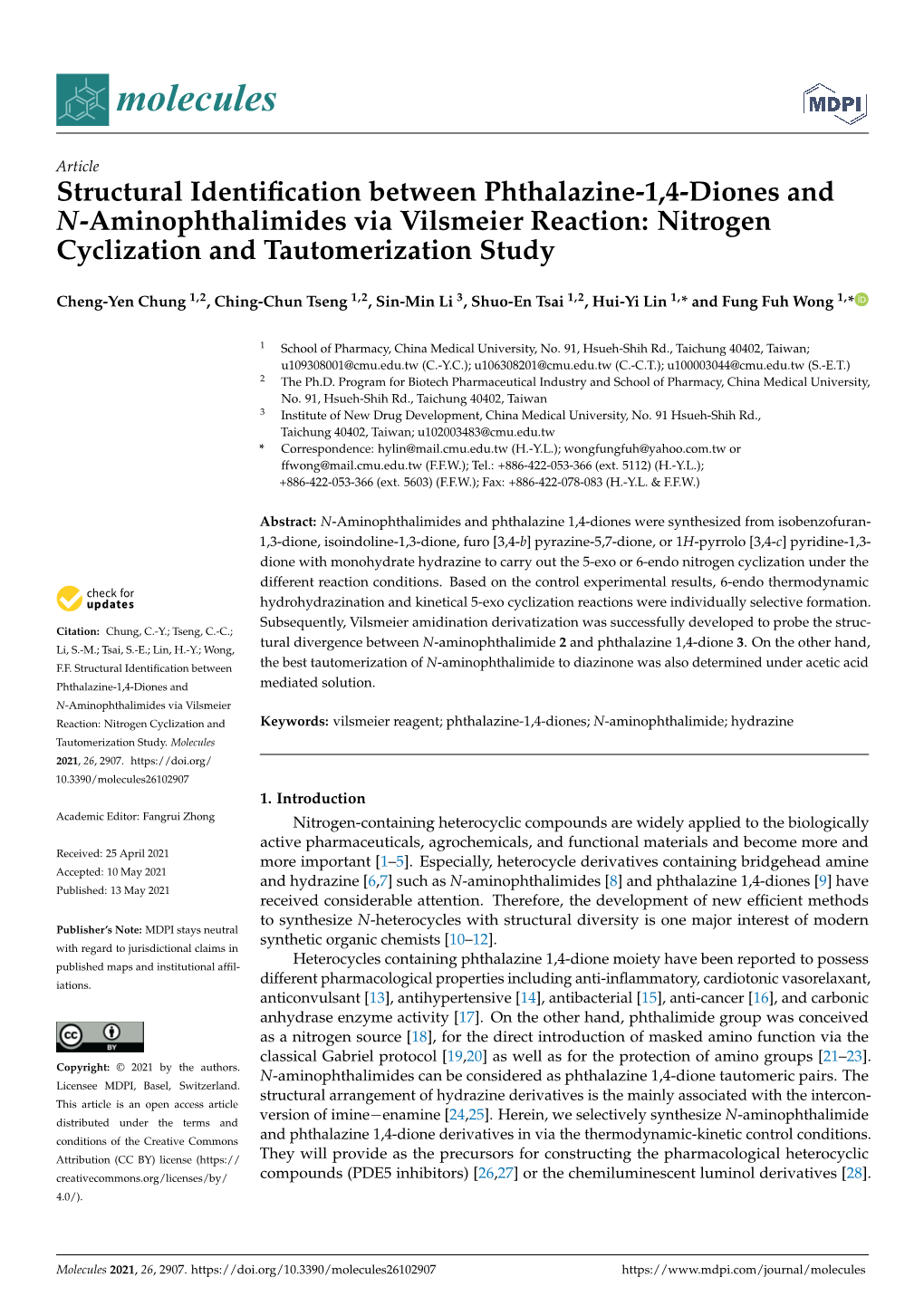 Structural Identification Between Phthalazine-1,4-Diones and N-Aminophthalimides Via Vilsmeier Reaction