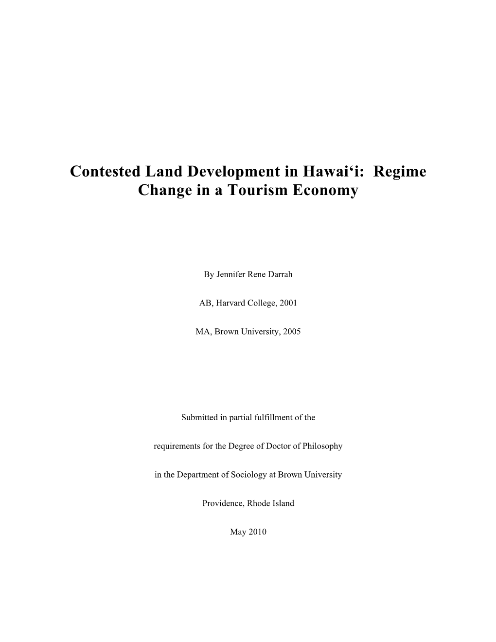 Contested Land Development in Hawai'i