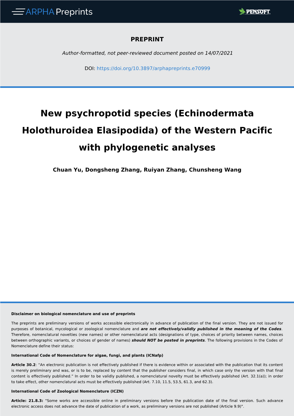 (Echinodermata Holothuroidea Elasipodida) of the Western Pacific with Phylogenetic Analyses