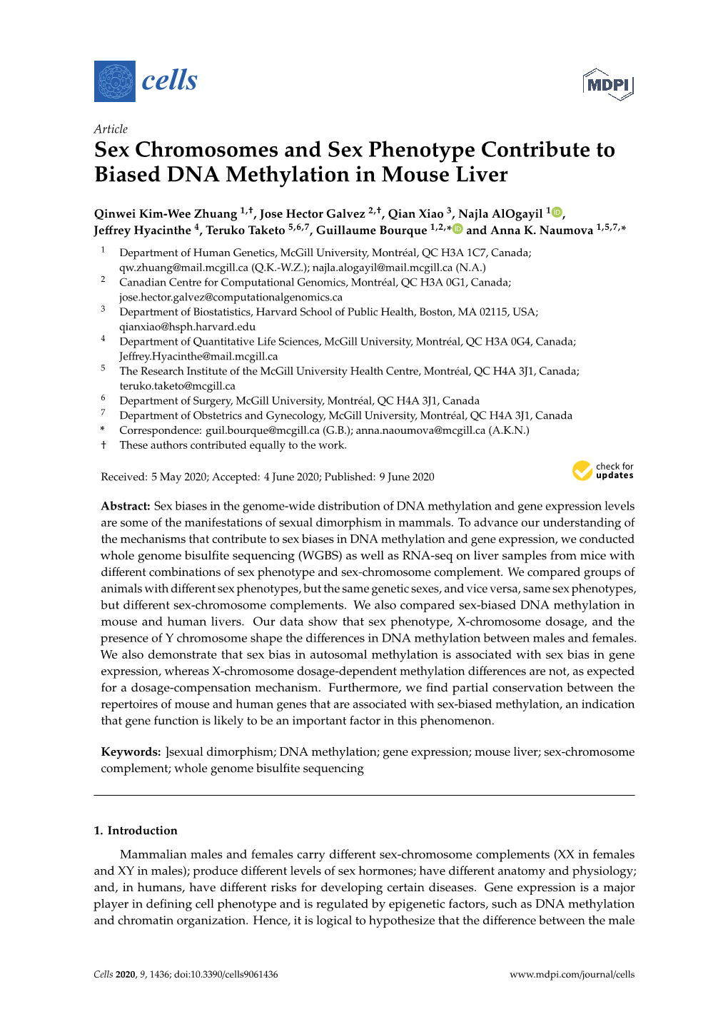 Sex Chromosomes and Sex Phenotype Contribute to Biased DNA Methylation in Mouse Liver