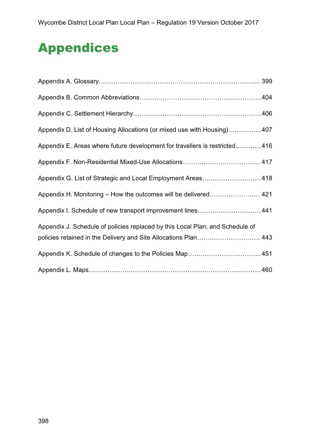 Publication Local Plan Appendices