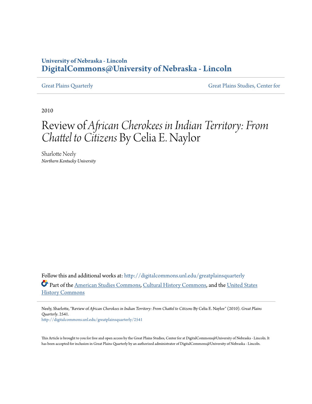 Review of African Cherokees in Indian Territory: from Chattel to Citizens by Celia E