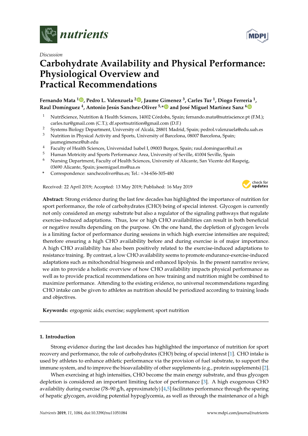 Carbohydrate Availability and Physical Performance: Physiological Overview and Practical Recommendations