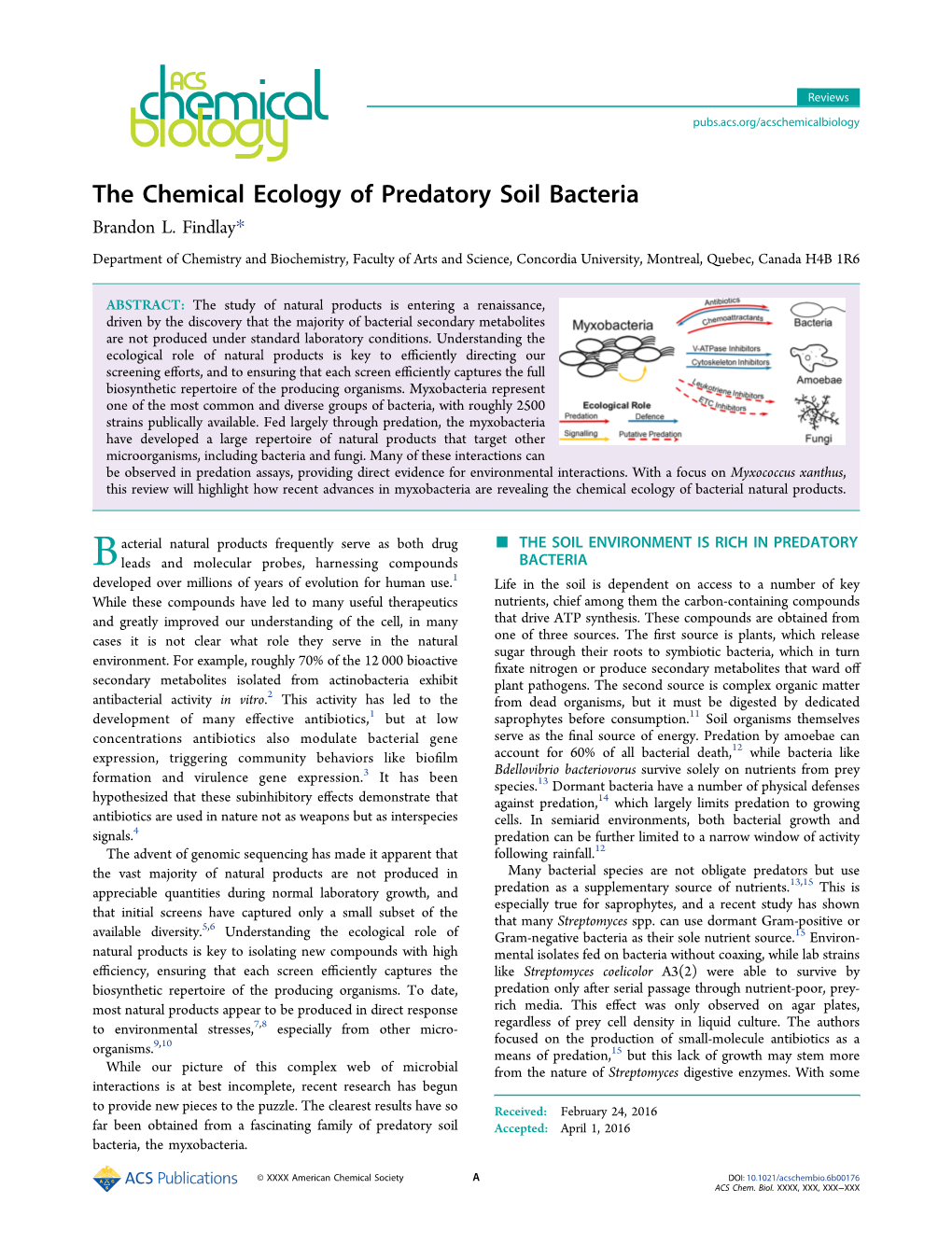 The Chemical Ecology of Predatory Soil Bacteria Brandon L