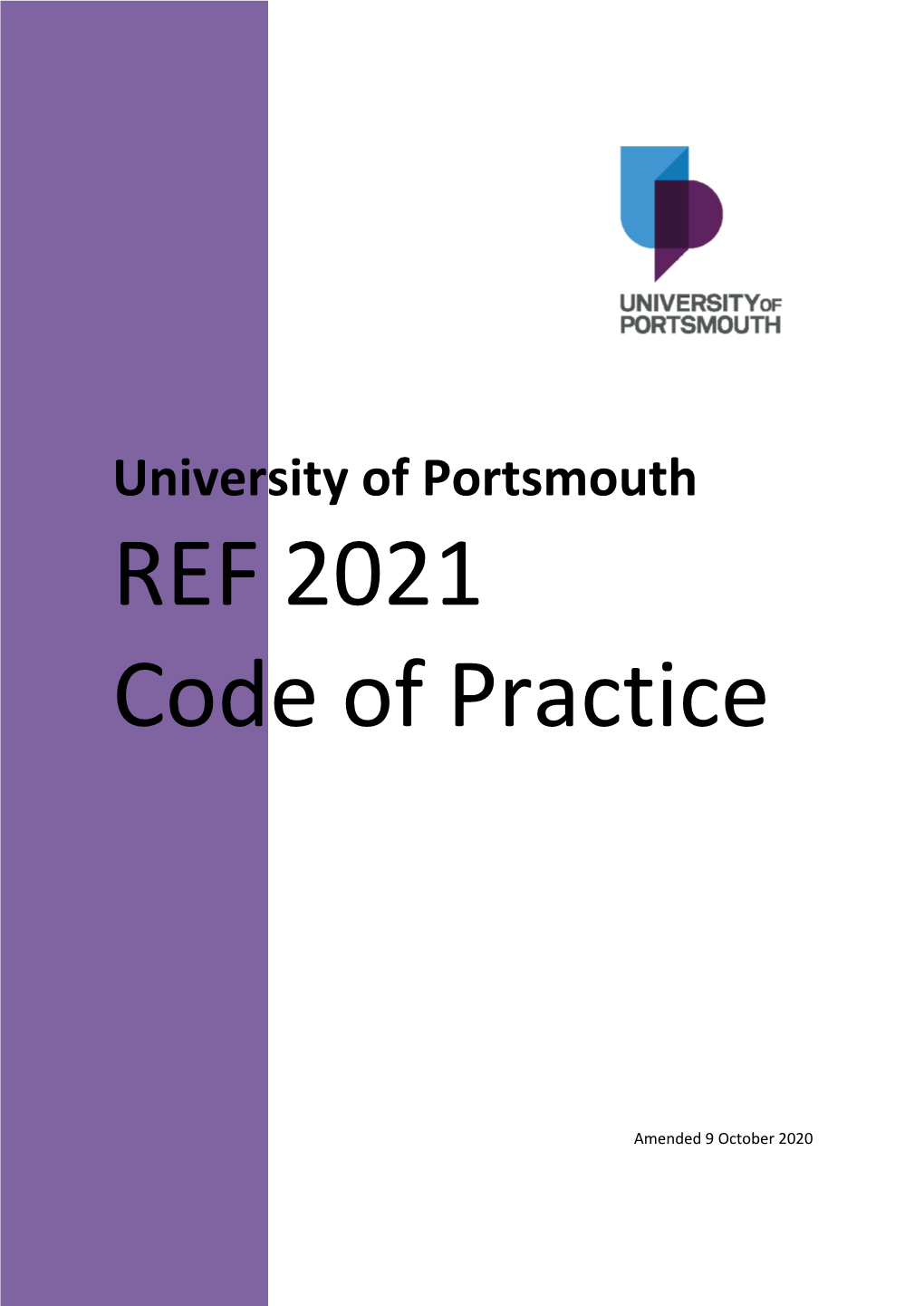 University of Portsmouth REF 2021 Code of Practice