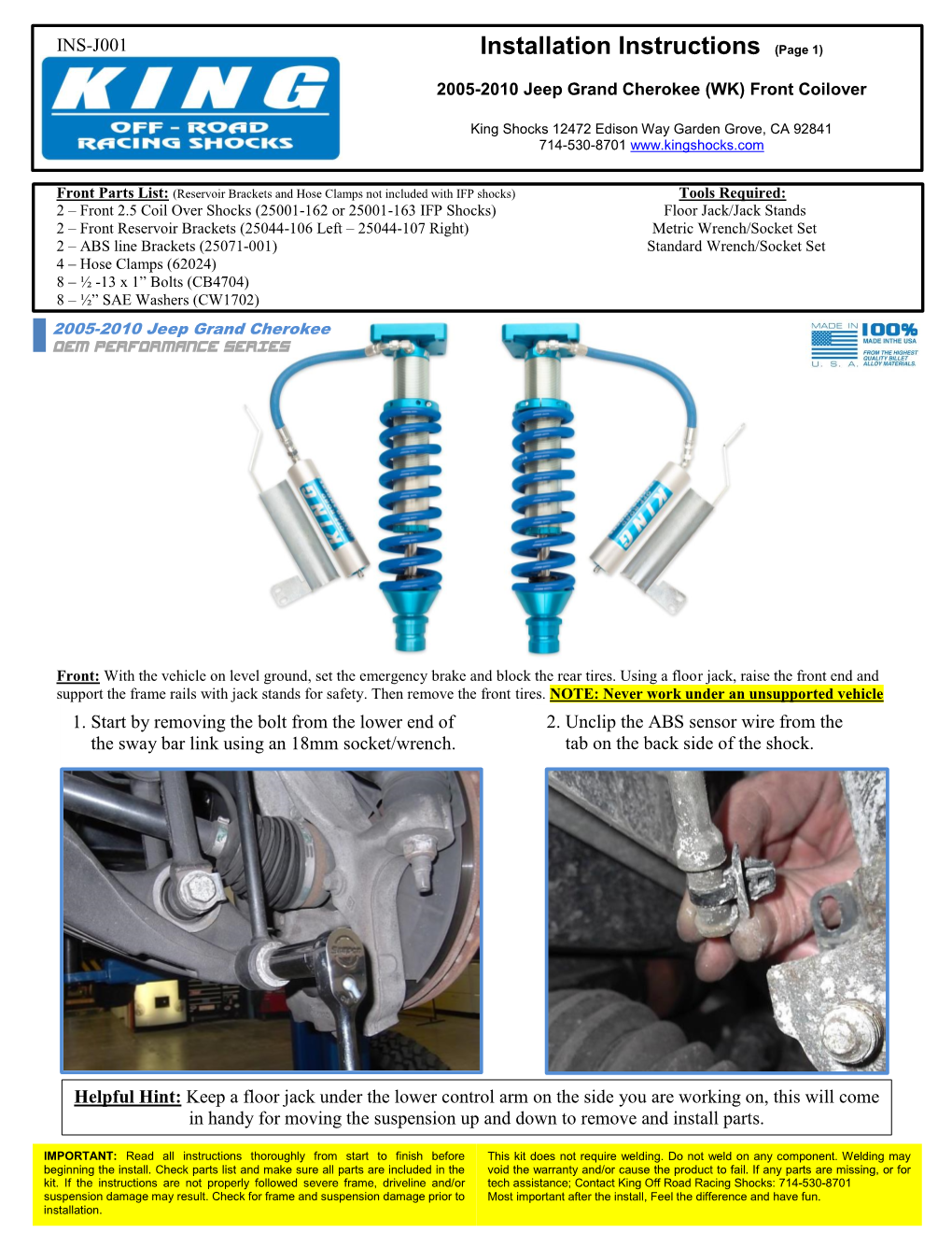 INS-J001 2005-2010 Jeep Grand Cherokee (WK)