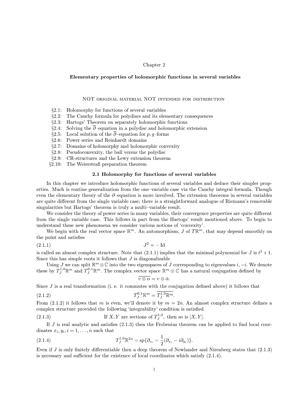 Chapter 2 Elementary Properties of Holomorphic Functions