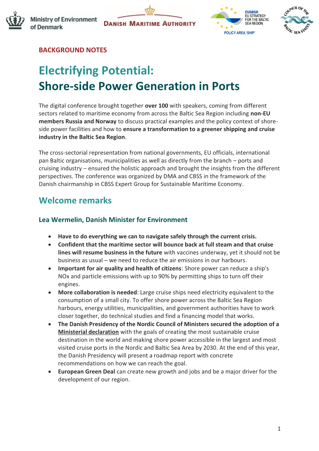 Shore-Side Power Generation in Ports
