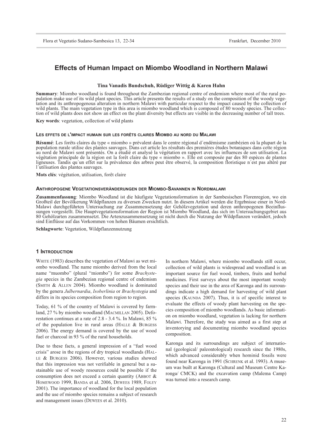 Effects of Human Impact on Miombo Woodland in Northern Malawi