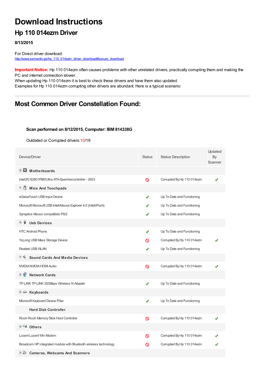 Driver Download Instructions