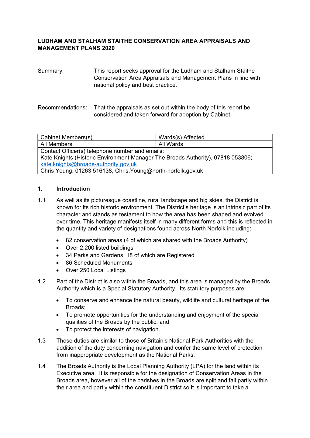 Ludham and Stalham Staithe Conservation Area Appraisals and Management Plans 2020