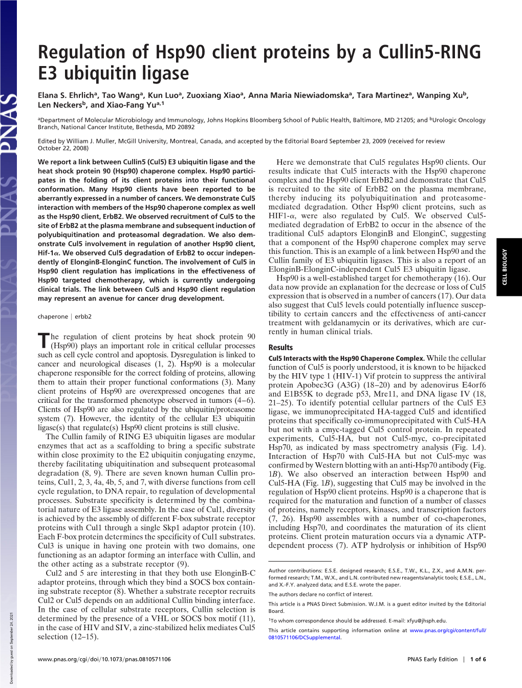 Regulation of Hsp90 Client Proteins by a Cullin5-RING E3 Ubiquitin Ligase