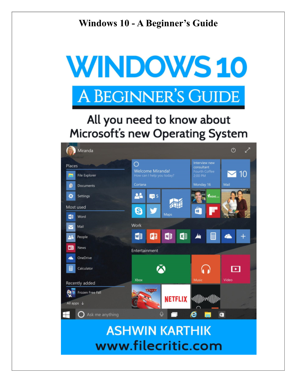 Windows 10 - a Beginner’S Guide