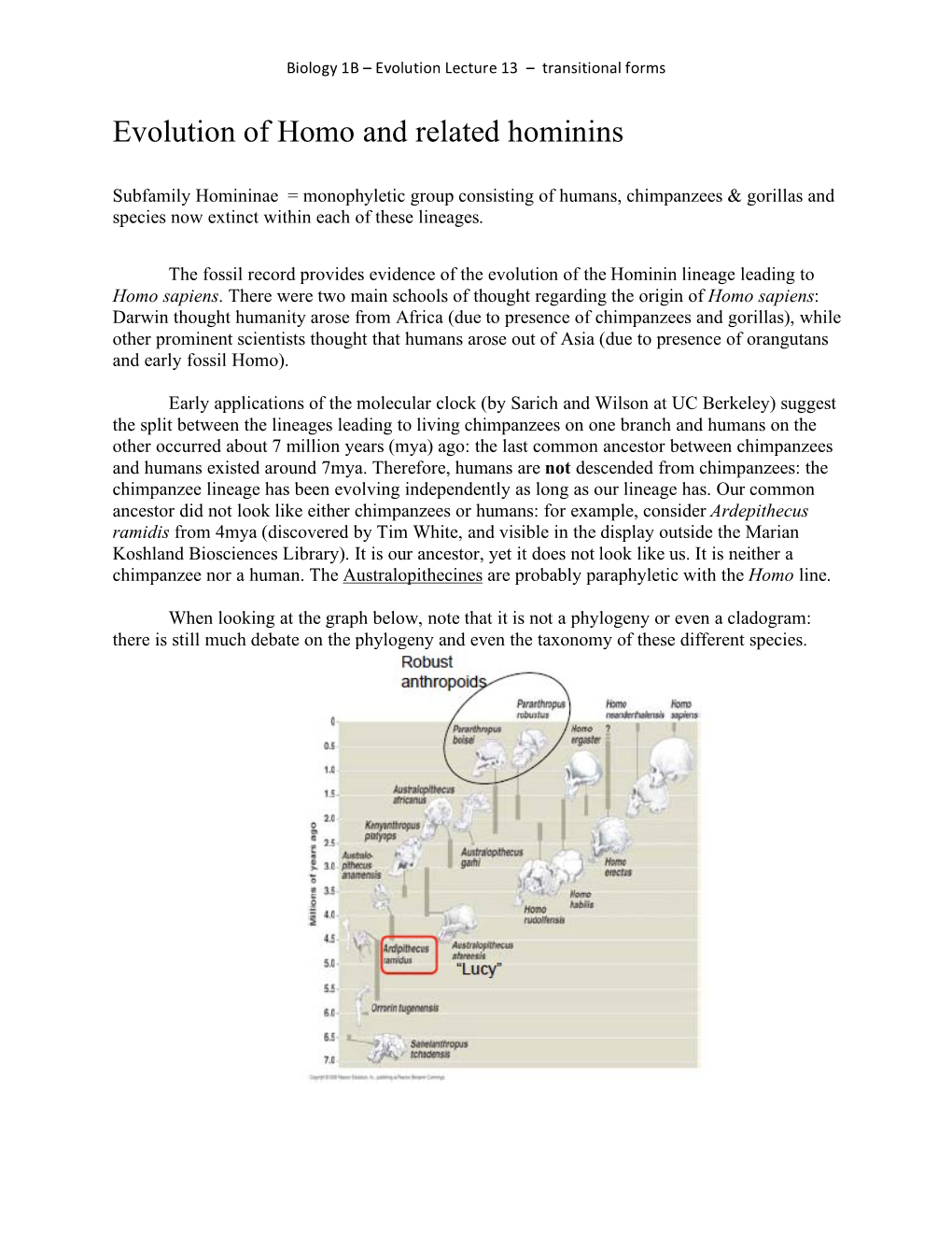 Evolution of Homo and Related Hominins