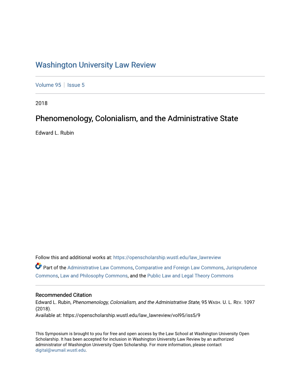 Phenomenology, Colonialism, and the Administrative State