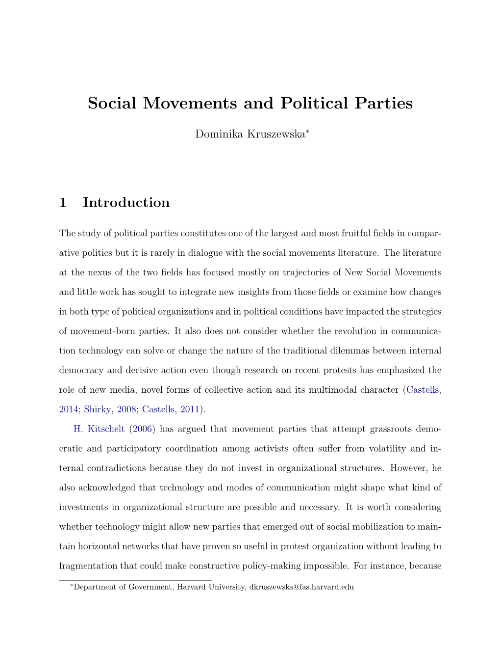 Social Movements and Political Parties