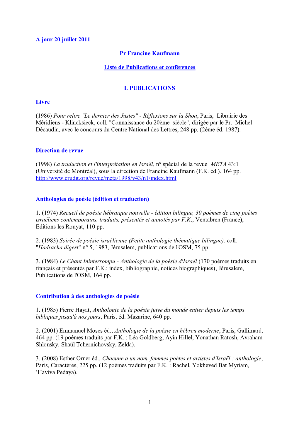 Publications Et Conférences