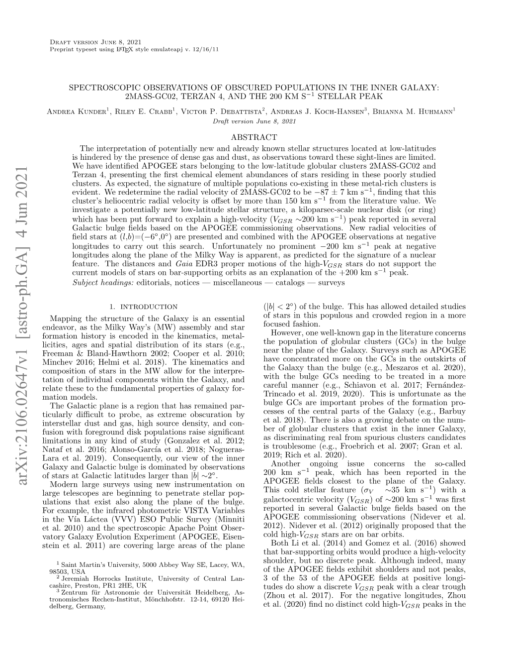 Arxiv:2106.02647V1 [Astro-Ph.GA] 4 Jun 2021