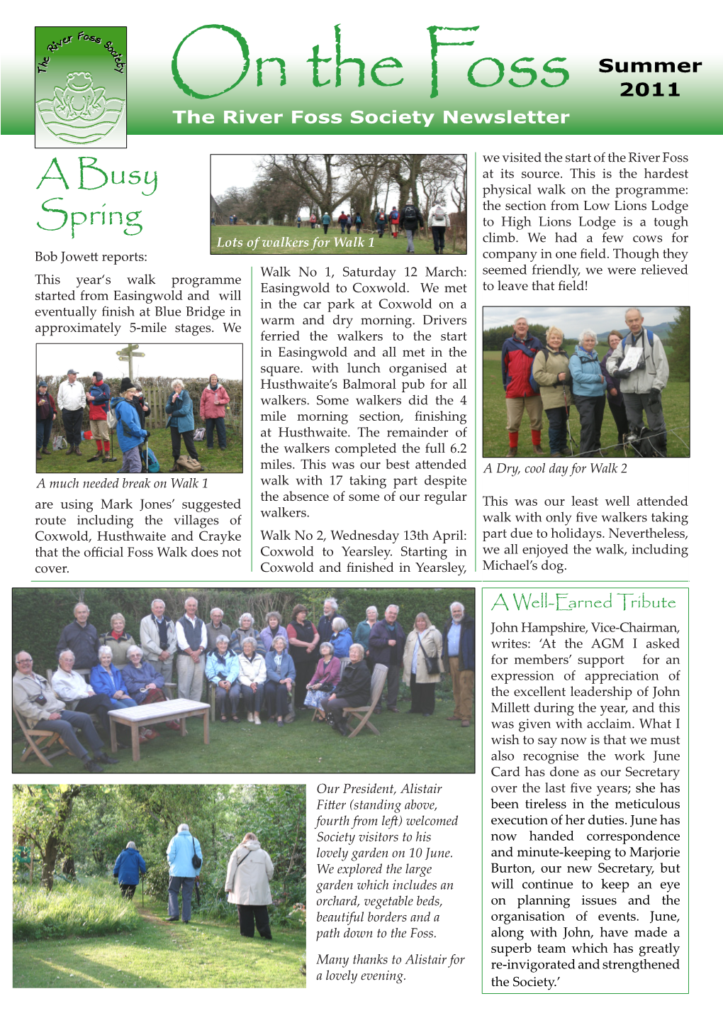 On the Foss 2011 the River Foss Society Newsletter