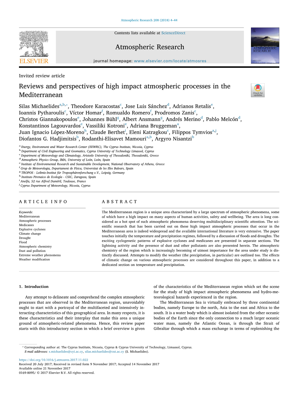 Reviews and Perspectives of High Impact Atmospheric