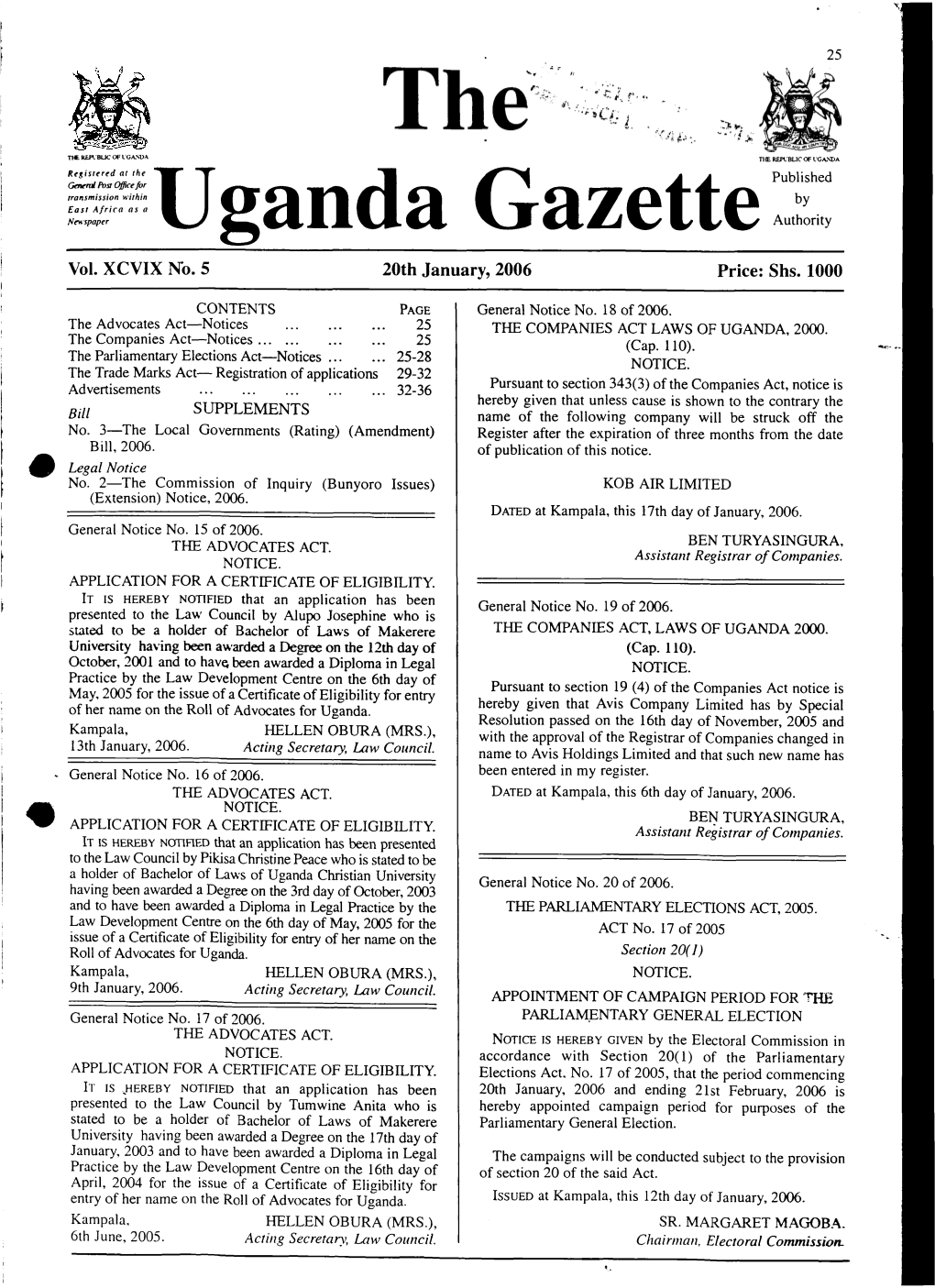E=Uganda Gazette