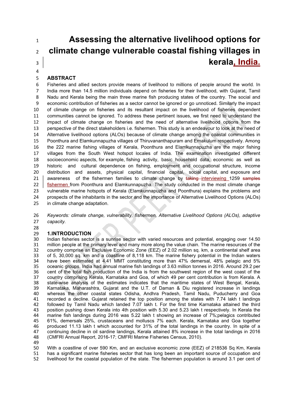 Assessing the Alternative Livelihood Options for Climate Change