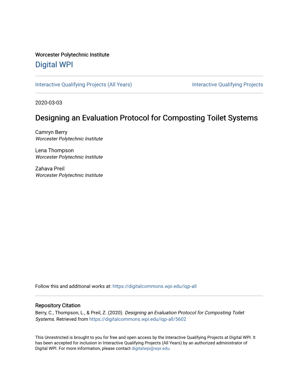 Designing an Evaluation Protocol for Composting Toilet Systems