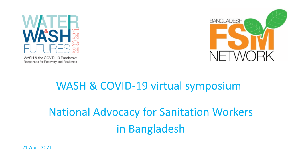 WASH & COVID-19 Virtual Symposium National Advocacy for Sanitation