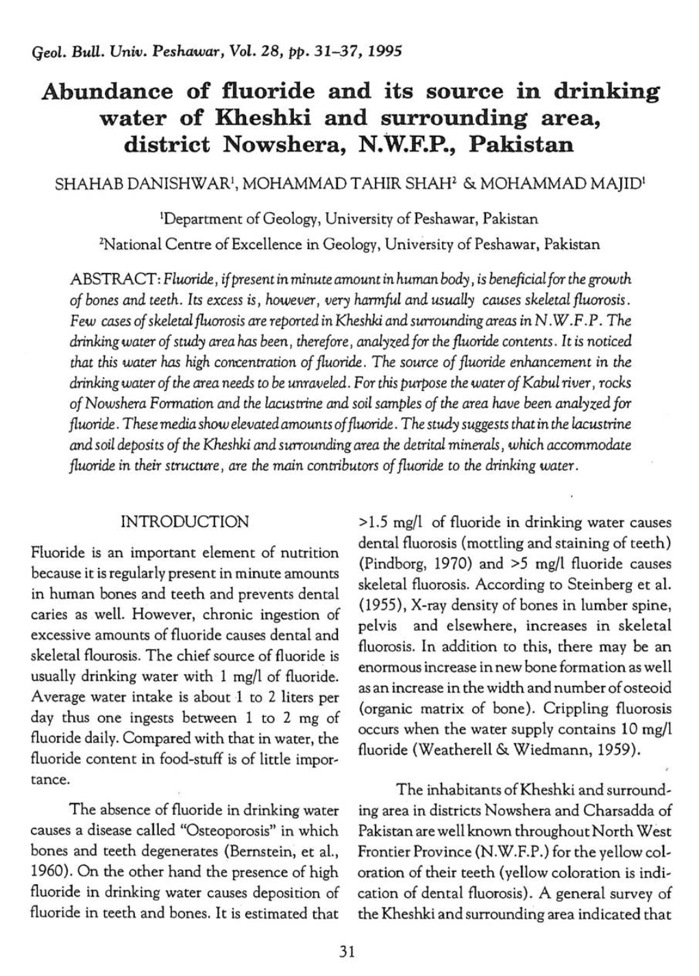 ABSTRACT: Fluon'de , If Present in Minute Amount in Human Body, Is Beneficial for the Growth of Bones and Teeth