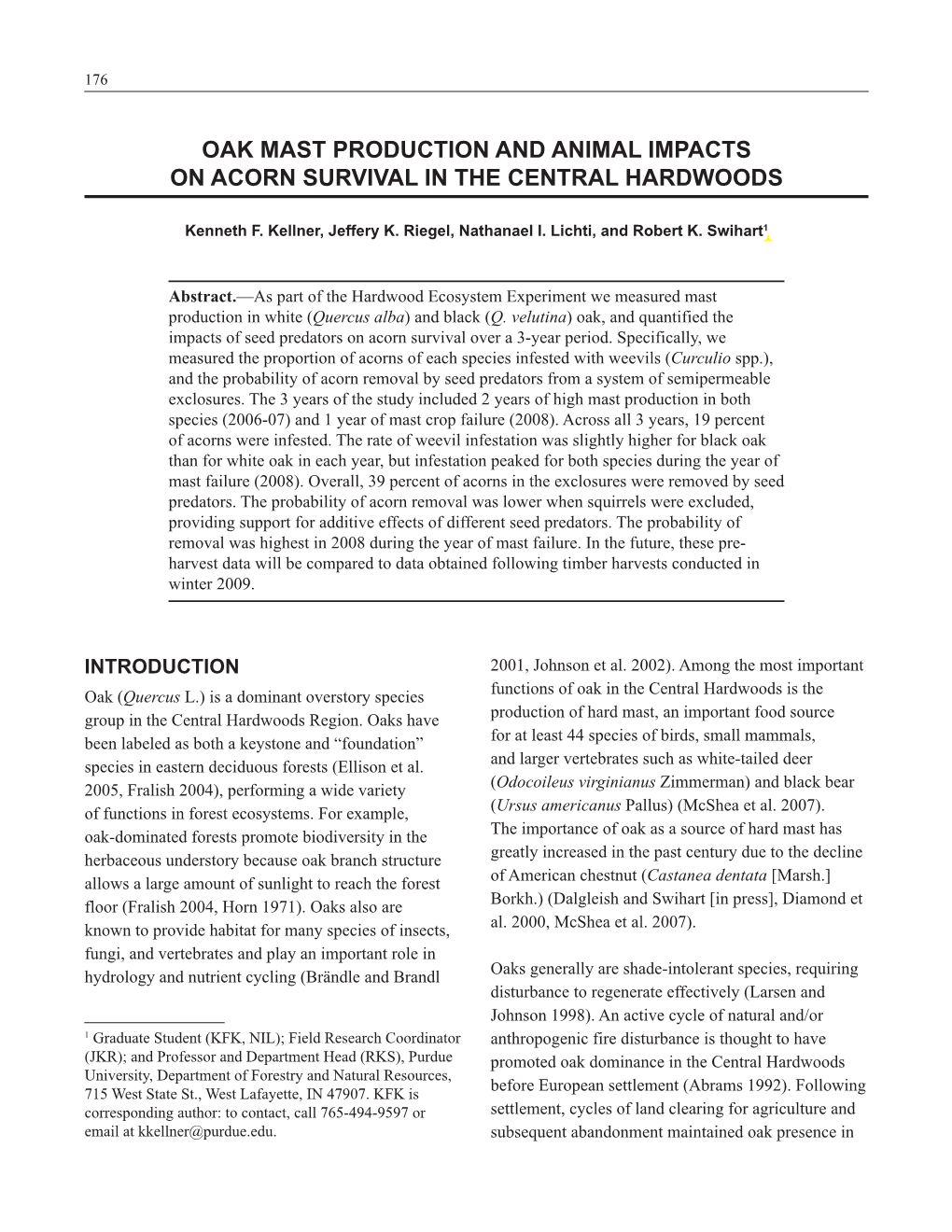 Oak Mast Production and Animal Impacts on Acorn Survival in the Central Hardwoods