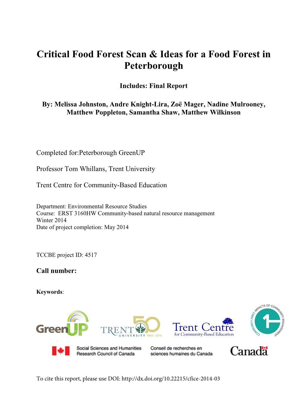 Critical Food Forest Scan & Ideas for a Food Forest in Peterborough