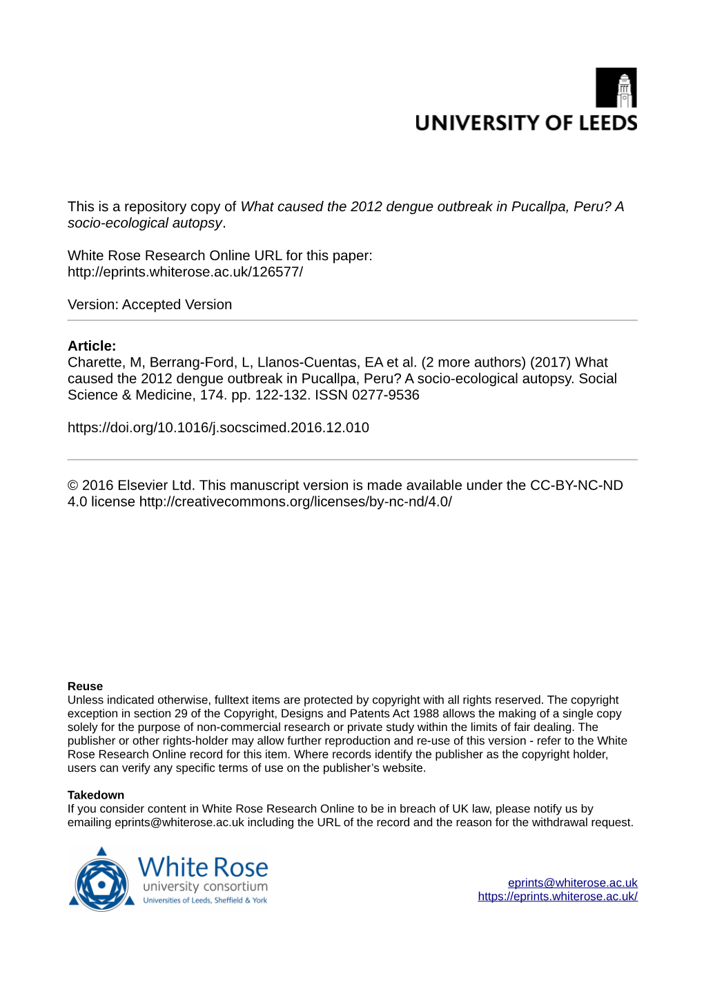 What Caused the 2012 Dengue Outbreak in Pucallpa, Peru? a Socio-Ecological Autopsy