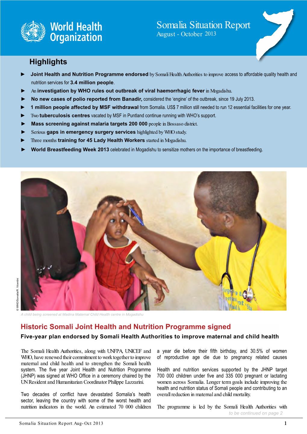 Somalia Situation Report August - October 2013