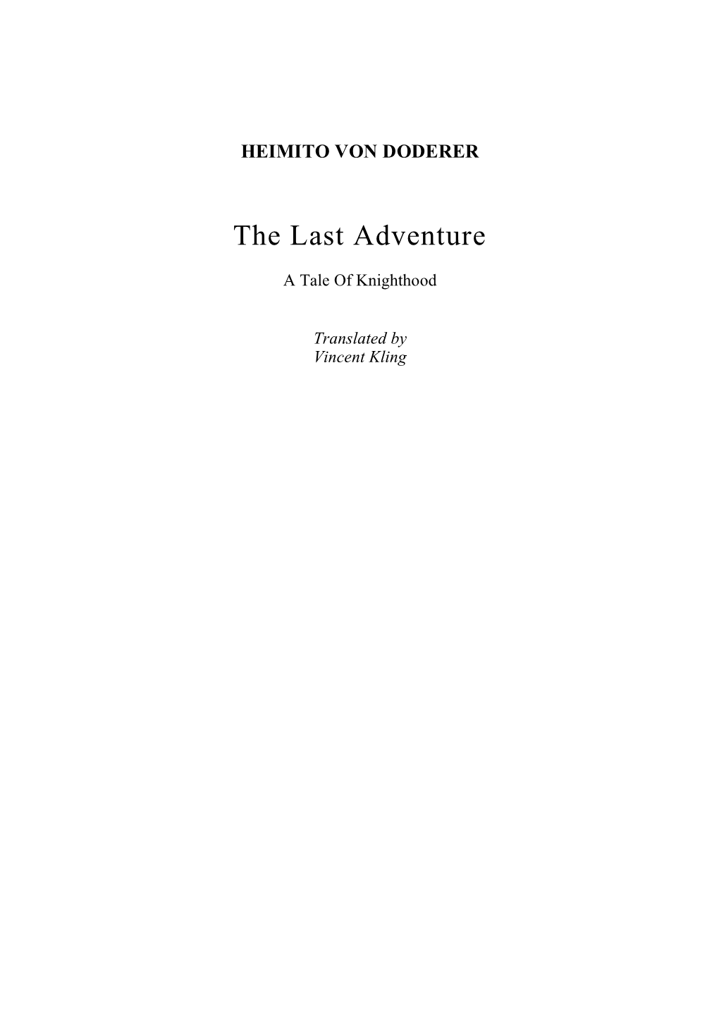 The Last Adventure