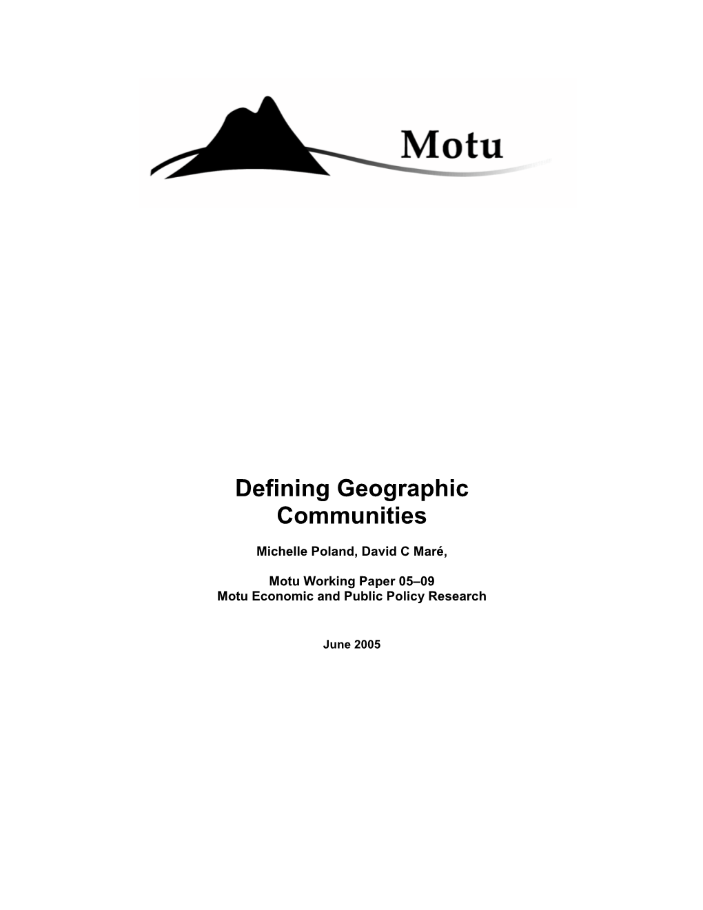 Defining Geographic Communities