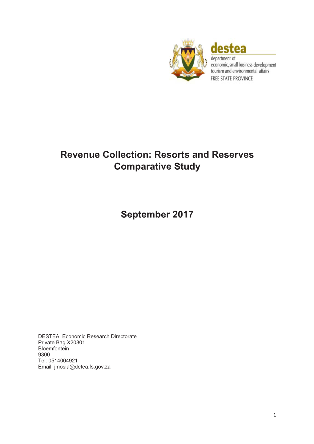 Resorts and Reserves Comparative Study September 2017
