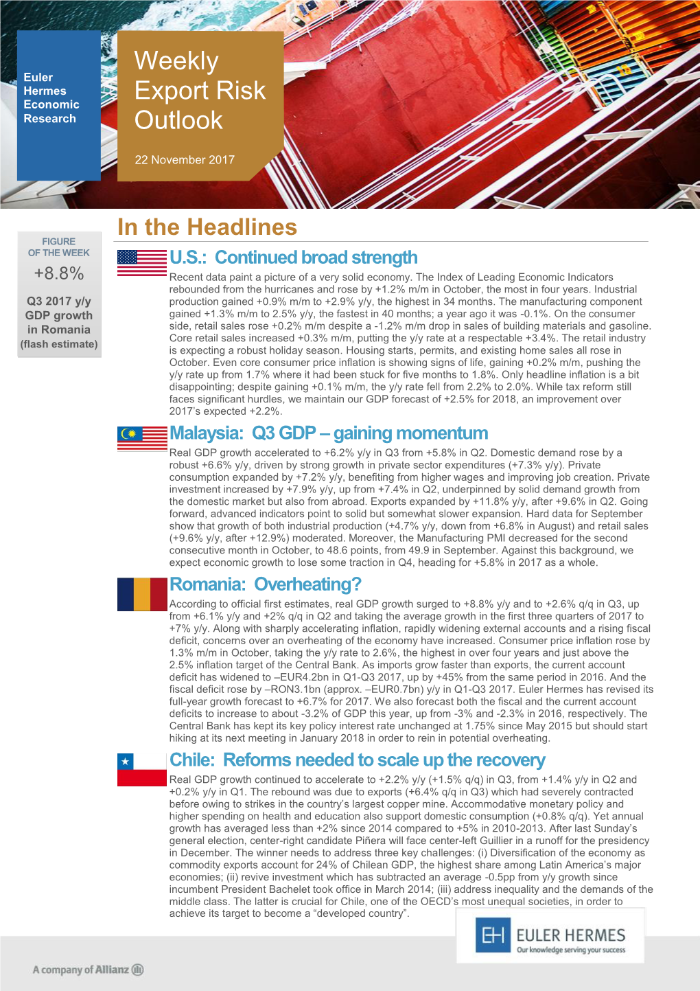 Weekly Export Risk Outlook 22 November 2017