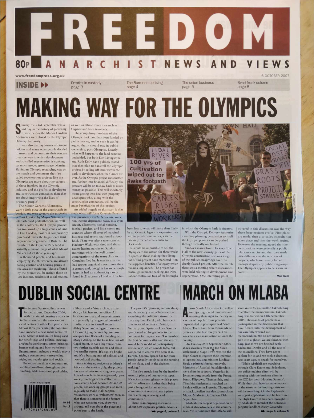 Social Centre March on Mlaba Dublin