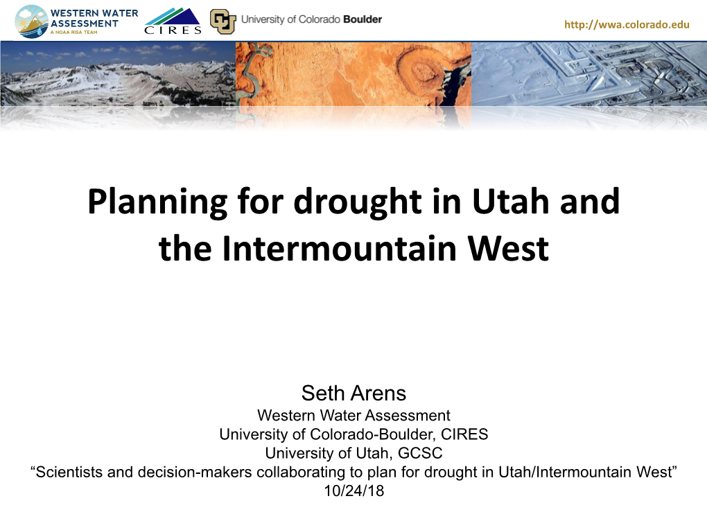 Planning for Drought in Utah and the Intermountain West