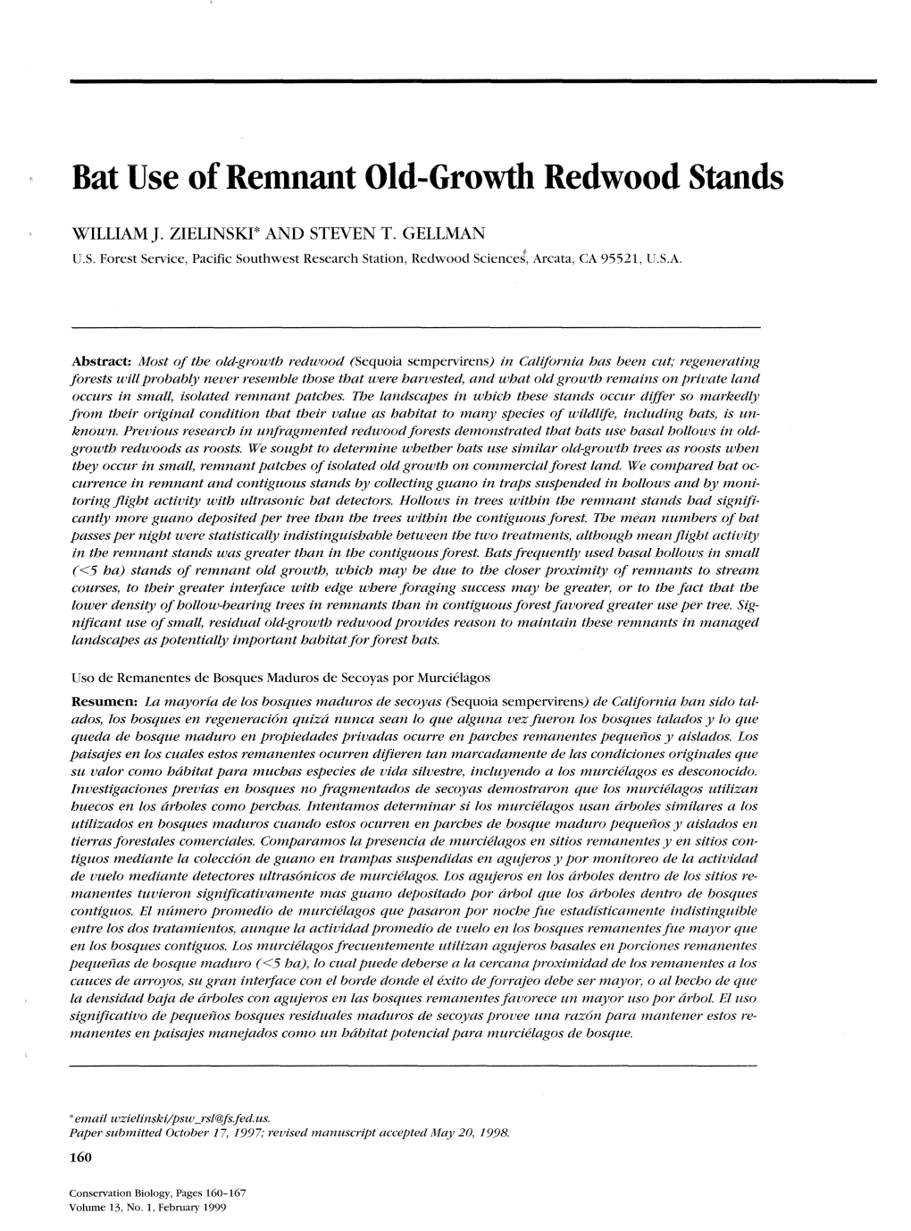 Bat Use of Remnant Old-Growth Redwood Stands