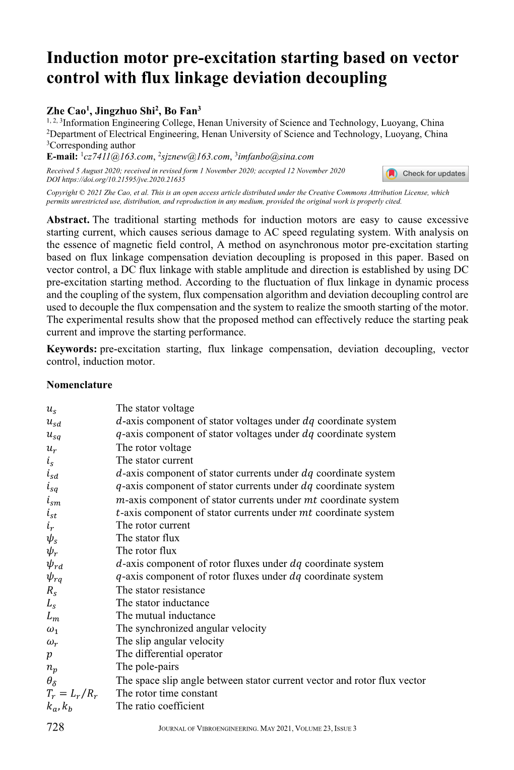 Induction Motor Pre-Excitation Starting Based on Vector Control with Flux Linkage Deviation Decoupling