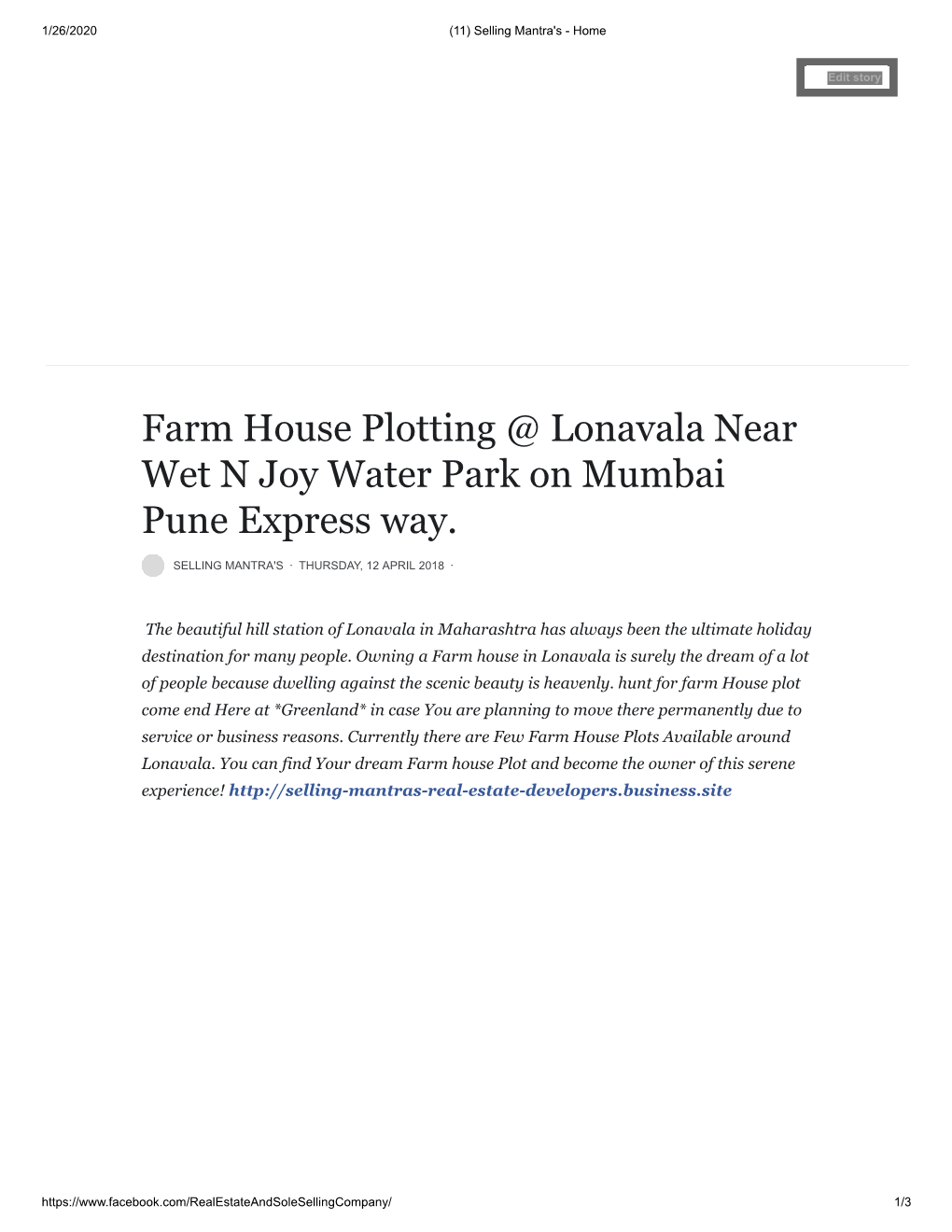 Farm House Plotting @ Lonavala Near Wet N Joy Water Park on Mumbai Pune Express Way