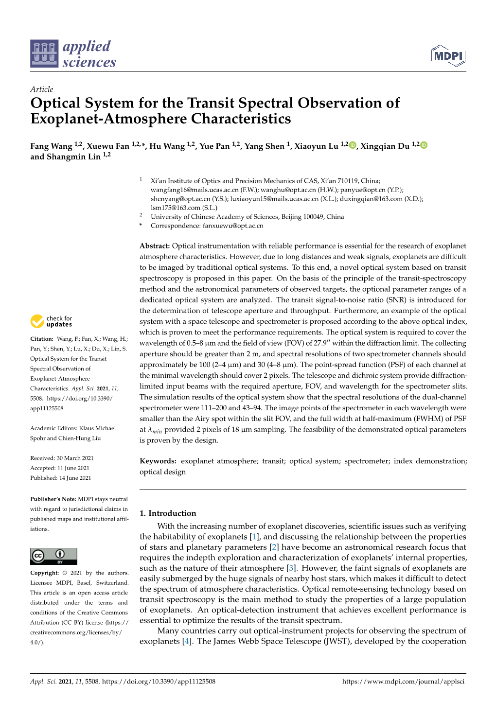 Optical System for the Transit Spectral Observation of Exoplanet-Atmosphere Characteristics