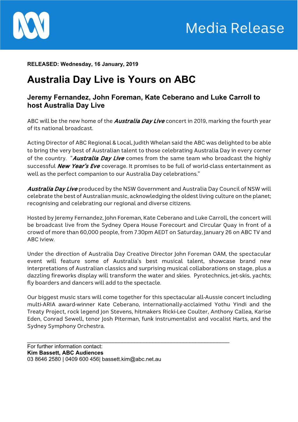 Australia Day Live Is Yours on ABC