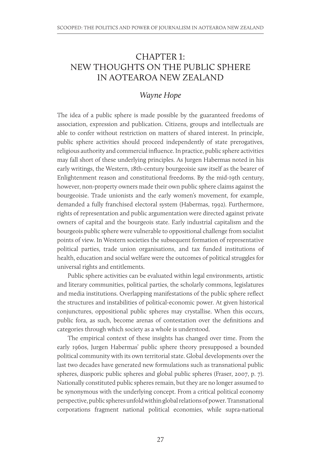 New Thoughts on the Public Sphere in Aotearoa New Zealand