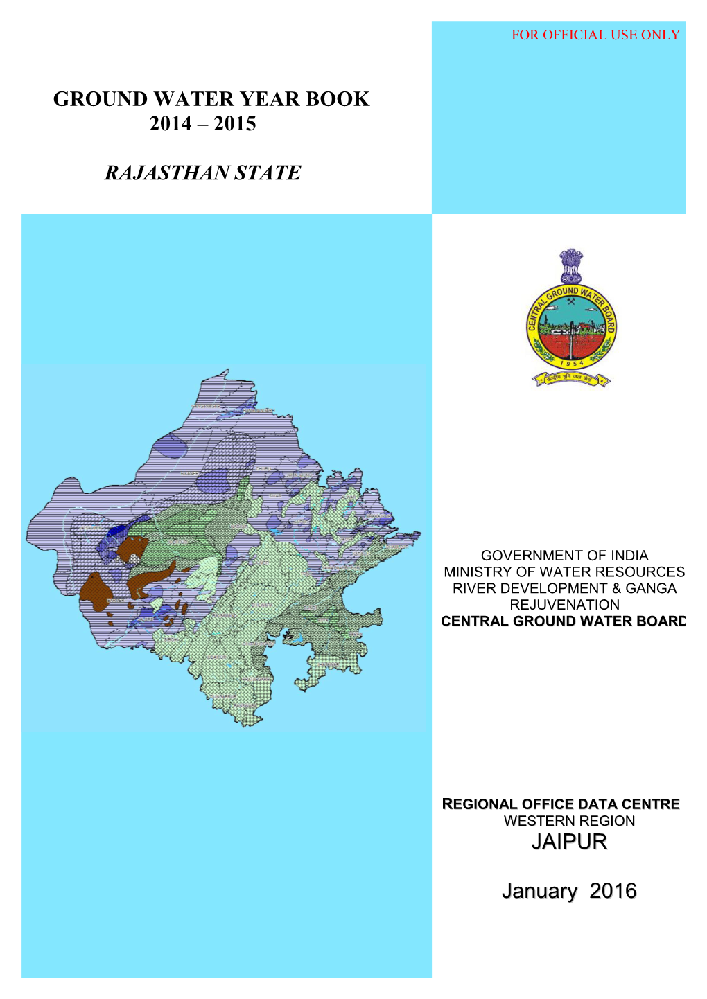 Ground Water Year Book 2014-15 for Rajasthan State