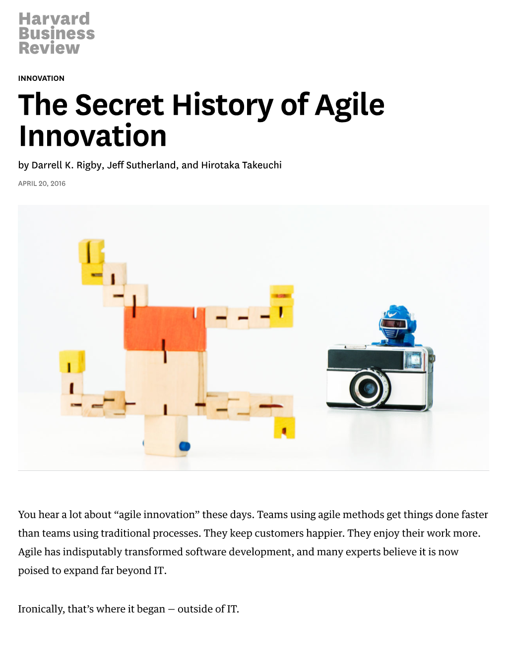 The Secret History of Agile Innovation by Darrell K