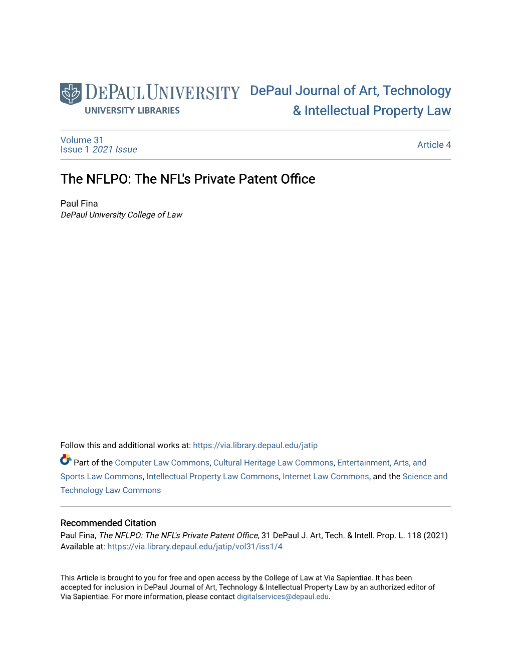 The NFL's Private Patent Office