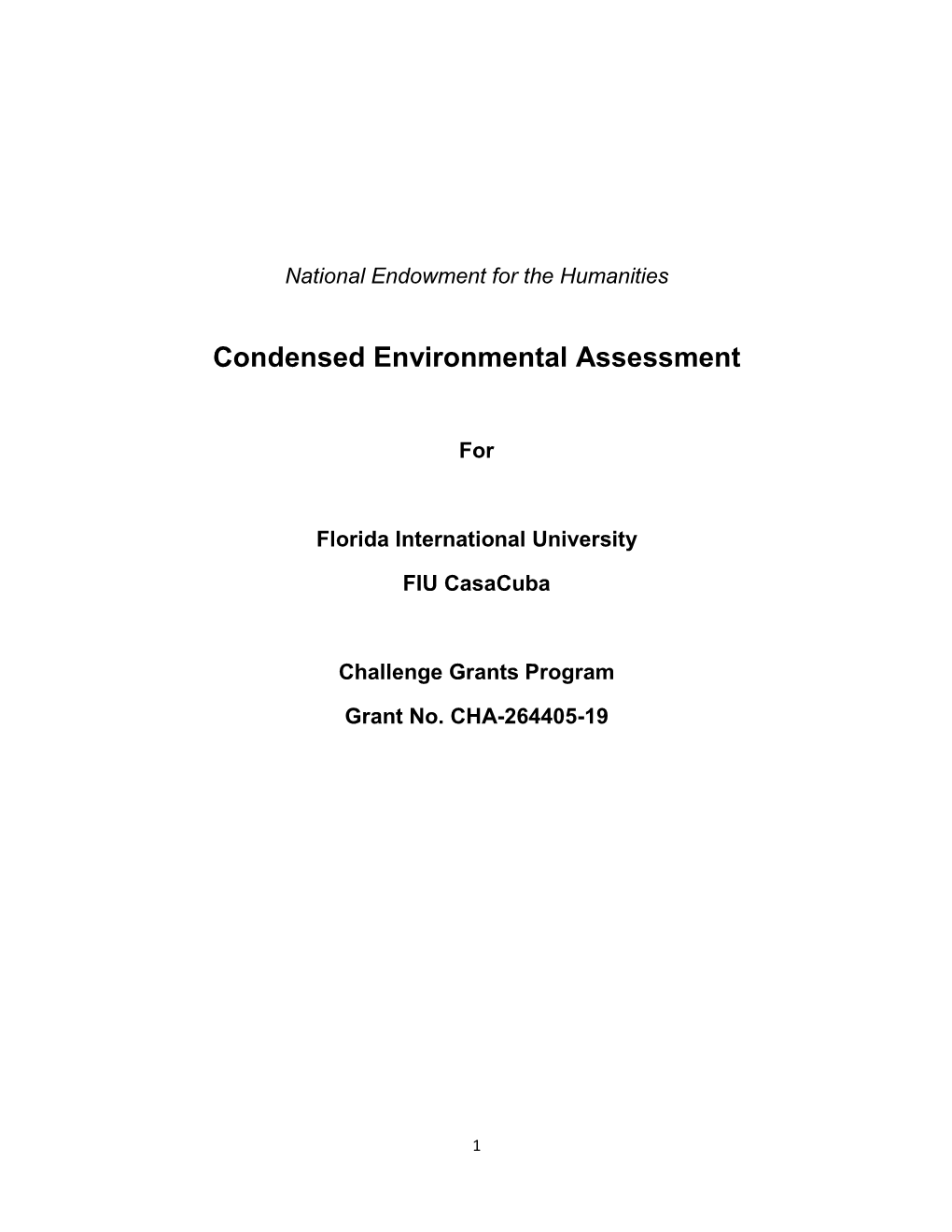 Condensed Environmental Assessment